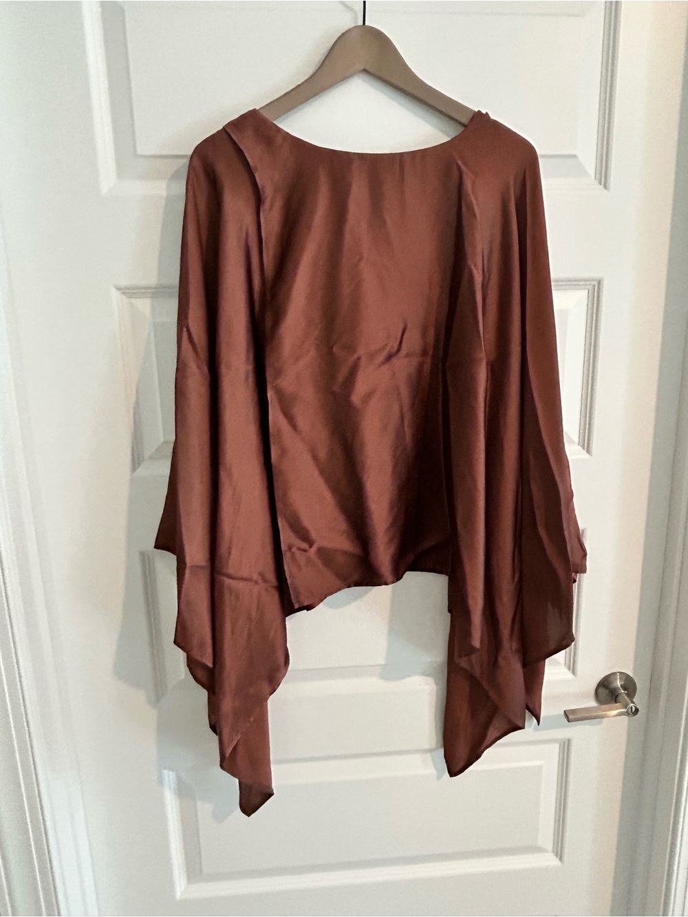 Sies Marjan Satin Draped Top Assymetrical Chocolate Brown Size 8 - Picture 8 of 13